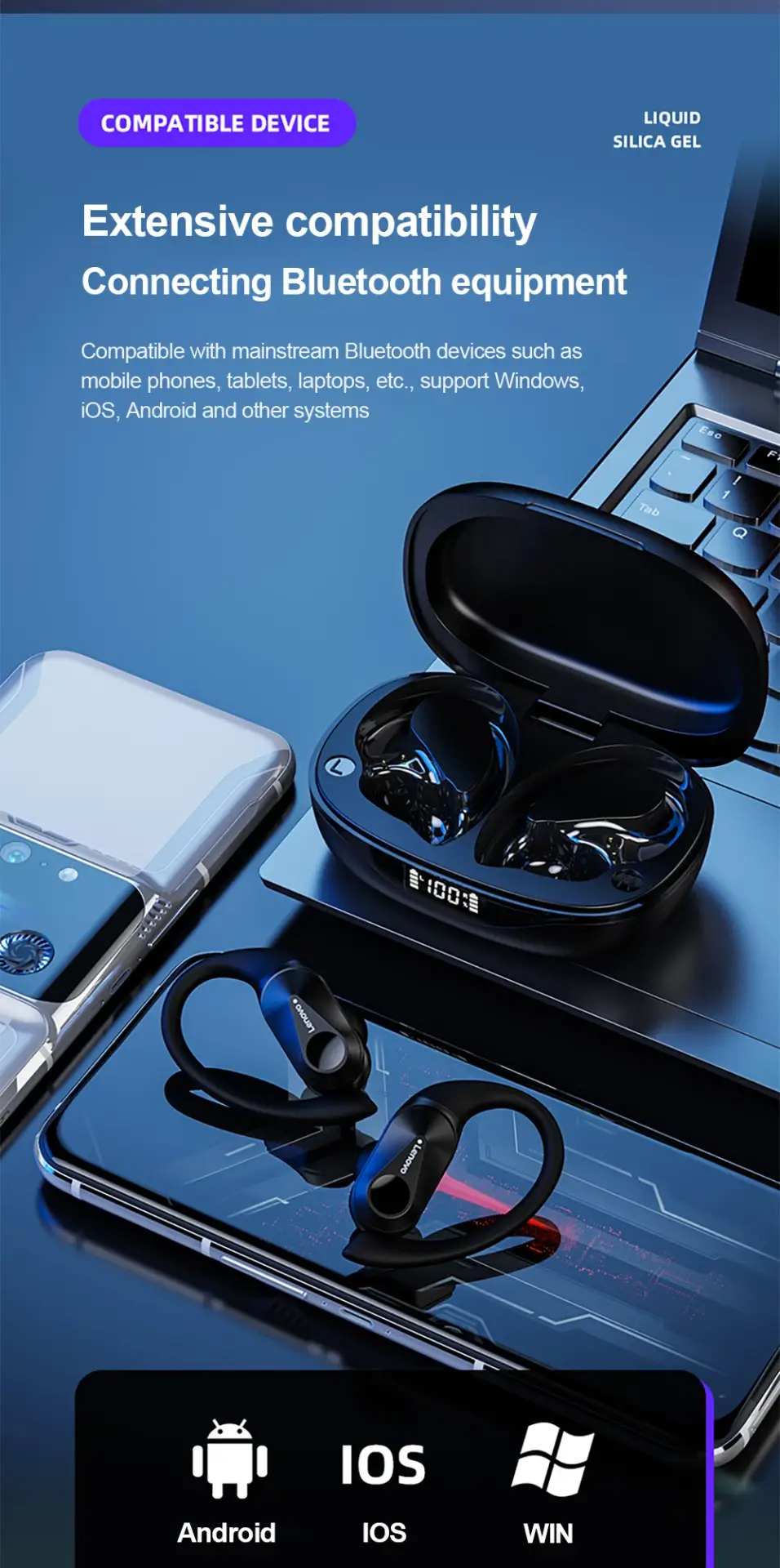 Fones de ouvido sem fio Lenovo LP75 - Imagem 16